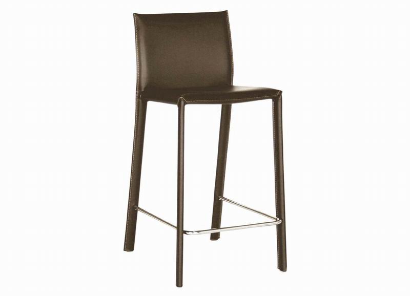 Baxton Studio Crawford Brown Leather Counter Height 24 Bar Stool (set of 2)